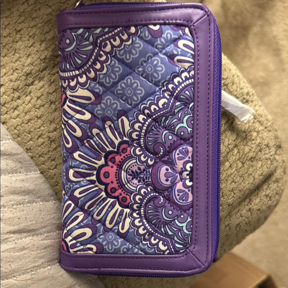 Vera Bradley Purple and Pink Wallet with Intricate Patterns - Picture 2 of 4